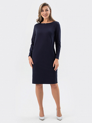 Платье трикотажное с карманами темно-синее